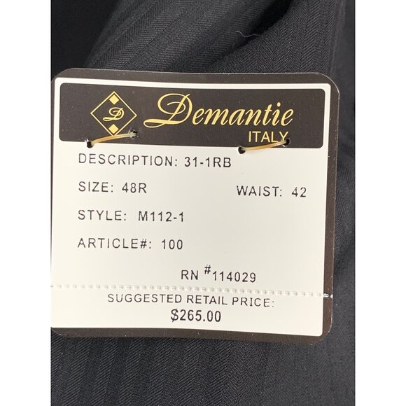 NWT Demantie Italy Black Pinstripe Super 150s Wool Mens Jacket 48R  RN10215 - Picture 2 of 8